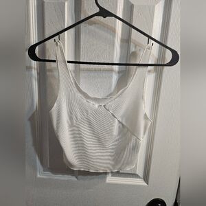 WHITE CROPPED TANK TOP WOMENS XS